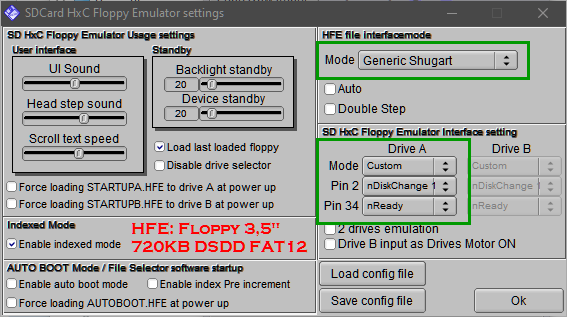 HxC Floppy Emulator settings, 3,5'' 720KB DSDD FAT12.png