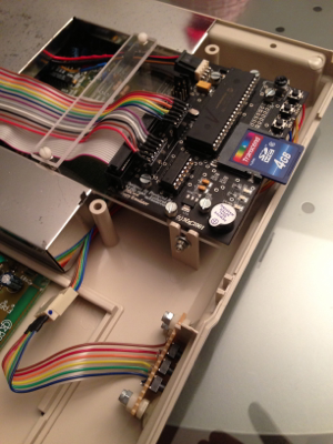 The card installed with the additional buttons