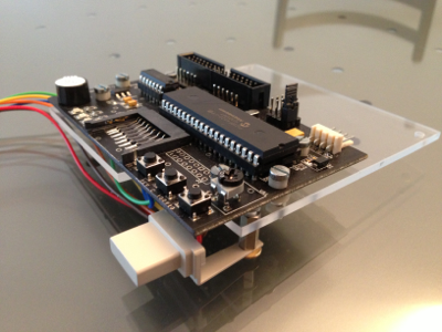 The HxC card on a plexiglass plate