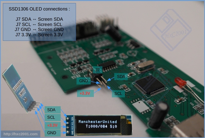 HxC Gotek OLED screen wiring scheme